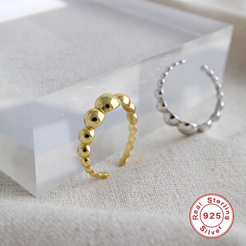 

Real 925 Silver Rings For Women Wedding Enagement Promise Rings Girl Adjustable Finger Female Geometric Bead anillos