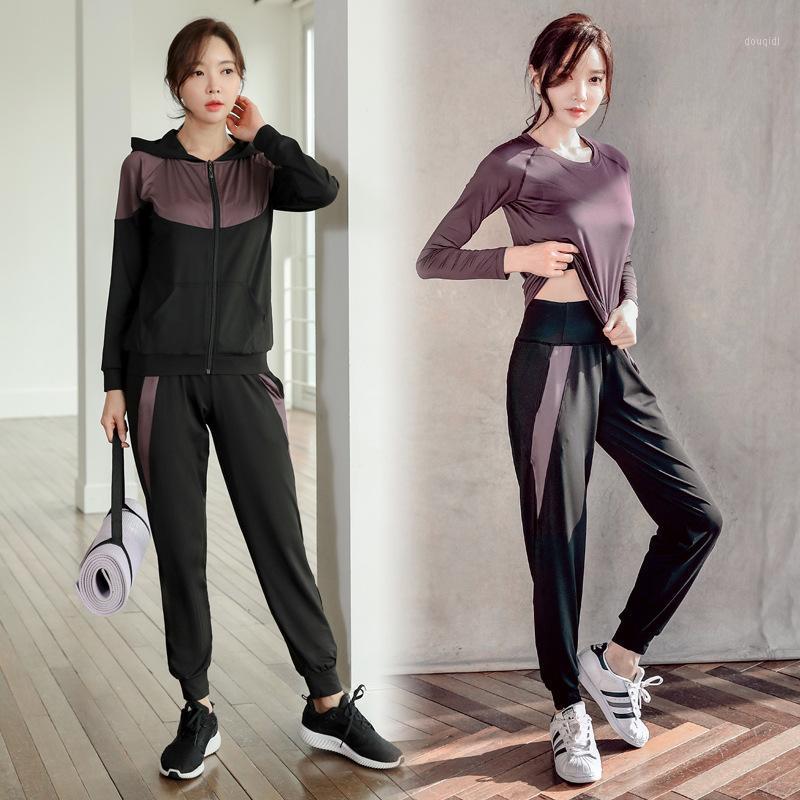 

3PCS Autumn Women Sportswear Tracksuit Loose Hoodie Female Outfits Running Jogging Fitness Gym Casual Yoga Set Jacket+shirt+pant1, White