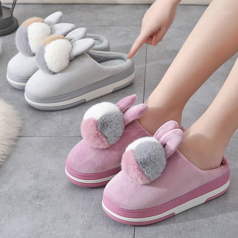 

Fashion Women Fluffy Slippers High Heels Winter Warm Fur Shoes Ears Soft Sole Home Indoor Ladies Girls Slides1, Red