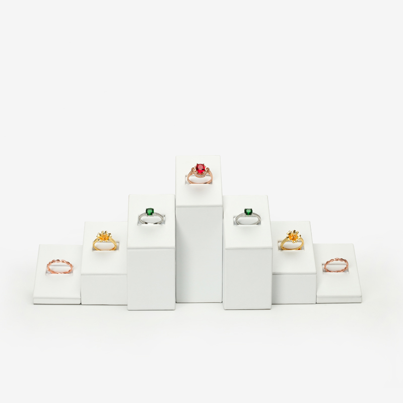 

Jewelry Ring Display Stand White for Boutique Showcase Jewellery Displays Rings Exhibition Holder Inclined Top with Slots, Black