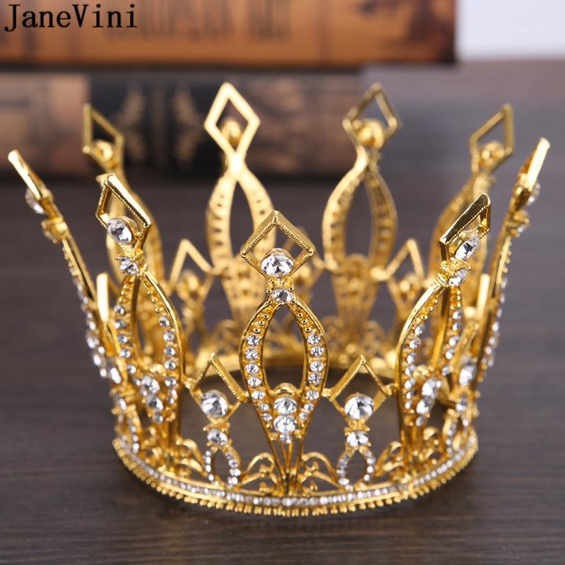 

JaneVini Luxurious Rhinestone Gold Wedding Crowns Bridal Tiaras Vintage Baroque Queen King Crown Brides Jewelry Hair Accessories1