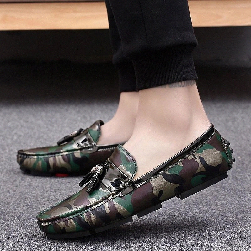 

Casual Soft Leather Shoes slip on Men's Fashion Striped Moccasin Peas Shoes Flat Bottom Lazy One Pedal Loafers Men big size 48 #Qo0a