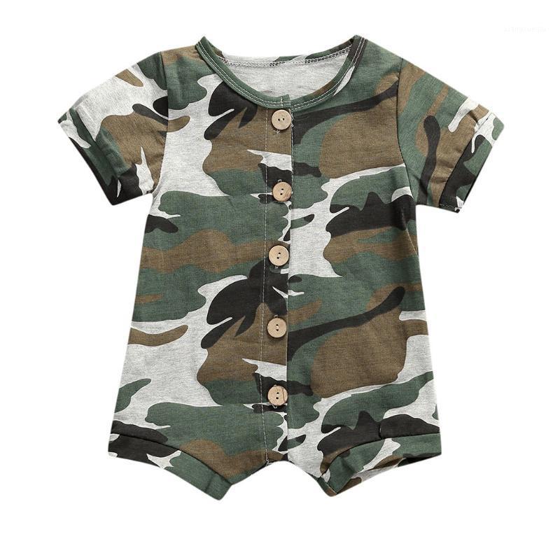 

3 Colors Baby Boy Clothes Newborn Infant Rompers Baby Girls Boys Short Sleeve Stripe Romper Clothes Camouflage Jumpsuit1, Green