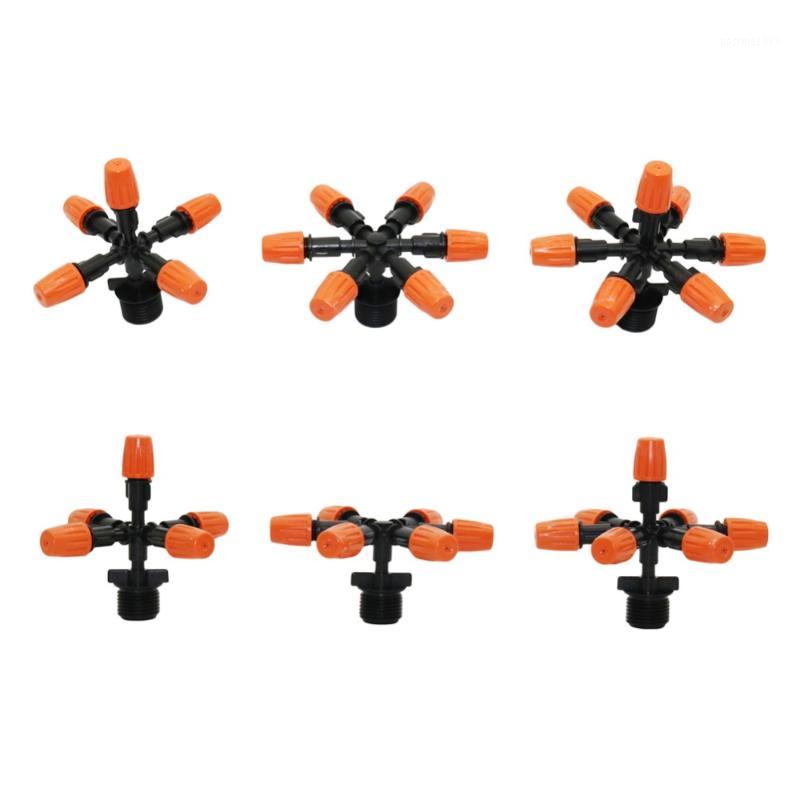 

3 Pcs 5-heads,6-heads,7-heads Atomized Nozzle with 1/2" Male Thread Greenhouse Sprinkler Cooling Misting system Sprayer1, Orange with black