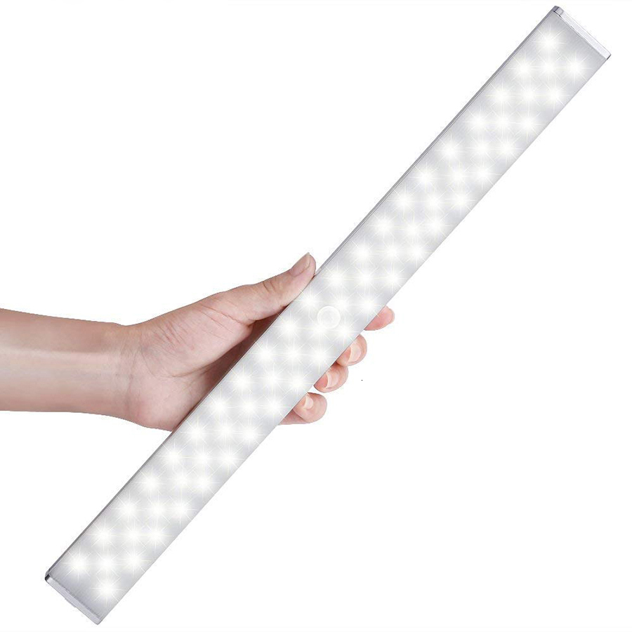 

2021 New Usb Rechargeable Dimmable 68 Led under Pir Motion Sensor Cabinet Closet Night Light for Wardrobe Cupboard Kitchen 97ay