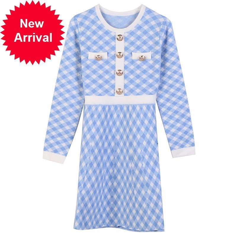 

Bran 2021 Ddesign Autumn Women' Fashions Woman' Luxury Chess Embroidered Long Sleeve Her Neck Check Thin Mesh Midi Dress Clothes HKHK, Black