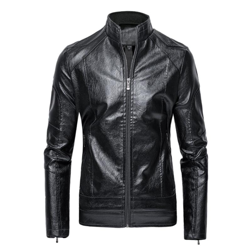

JAYCOSIN Men's Leather Jacket Autumn and Winter Coat Men's Cycling Motorcycle Classic Jacket Top Quality Plus Size 4XL, Black