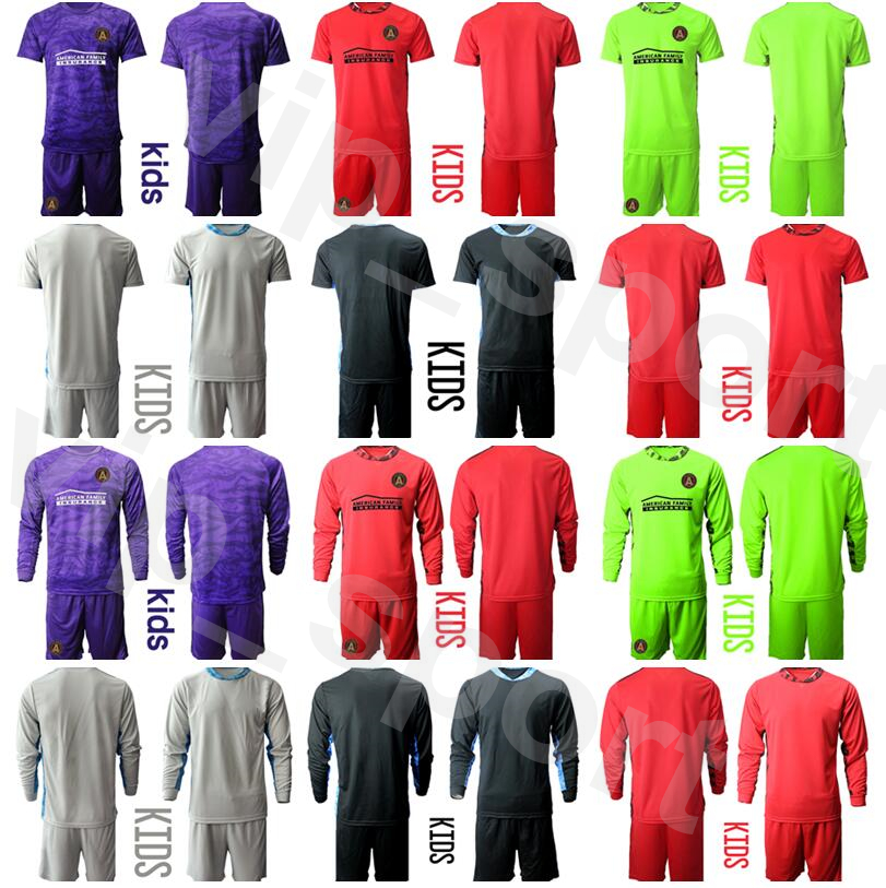 

Kids Atlanta United MLS Goalkeeper GK Long Sleeve 13 Brendan Moore Youth Soccer Jersey Set Goalie 1 Brad Guzan Children Football Shirt Kits, Kids blue