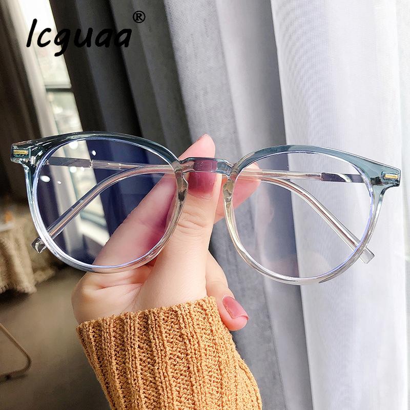 

Fashion Sunglasses Frames Round Frame Nail Glasses Retro Transparent Color Anti-blue Light Plain Street Shooting Flat Mirror