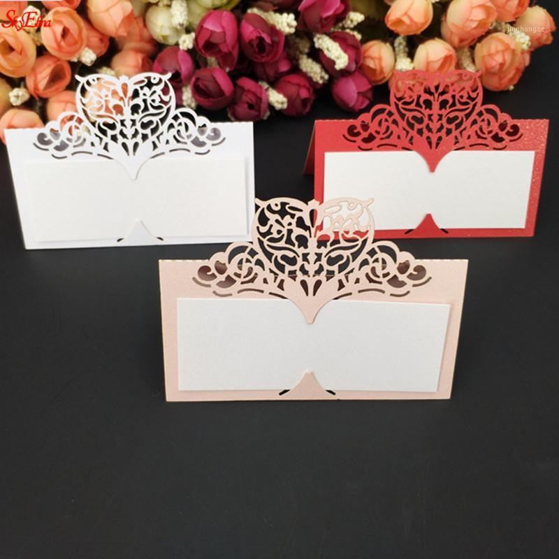 

10/50/100 PCS Laser Cut Heart Shape Place Cards Wedding Name Cards For Wedding Party Table Decoration Decor5zsh8711