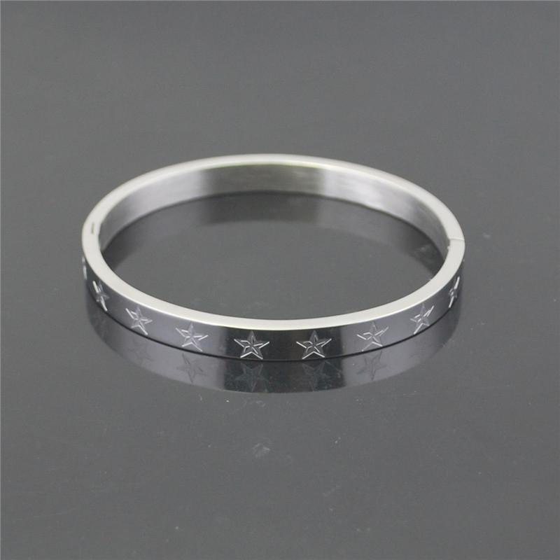 

2020 New Style 6mm Stainless Steel Bracelet for Women Luxury Jewelry Designs Multi Five-Pointed Star Men Bangles Birthday Gift