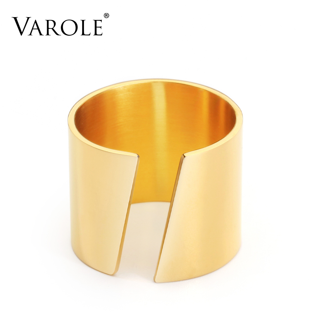 

VAROLE Punk Simple Ring Gold Color Stainless Steel Minimalist Geometric Finger Rings For Women Fashion Jewelry