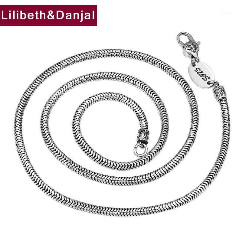 

Snake Bone Chain Pure 925 Sterling Silver Vintage Vajra Mantra Letter Necklace Pendant Jewelry For Men Women 2020 New Arrival N61