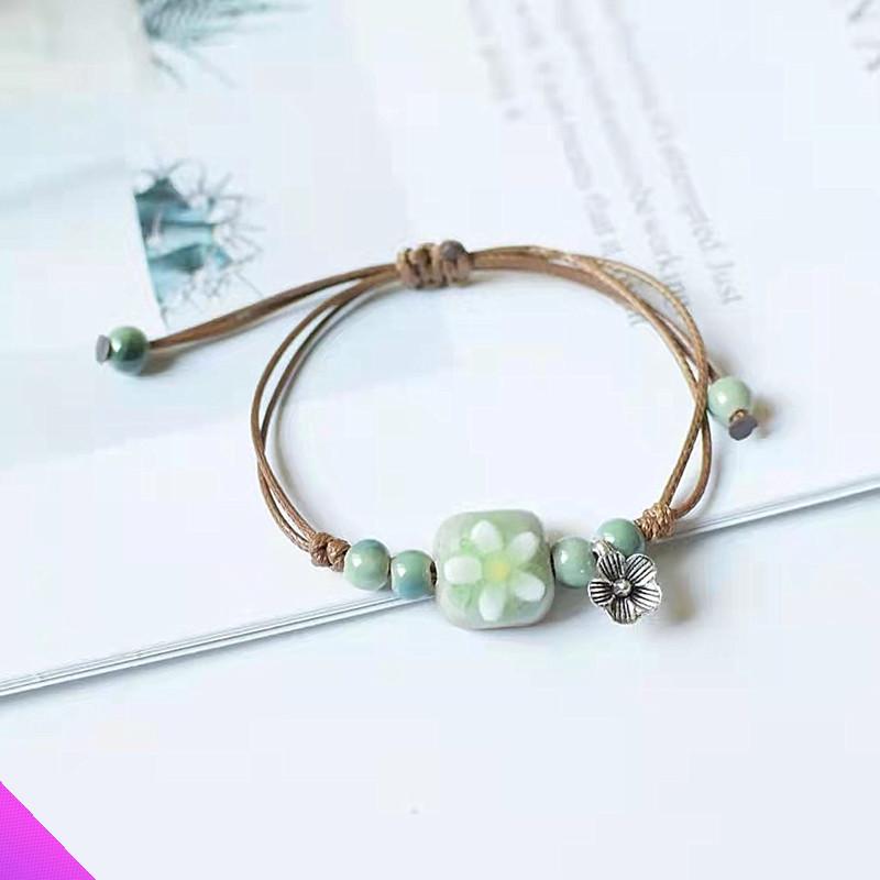 

Wholesale 10 pieces flower ceramic bracelet girl beautiful fashion rope bracelet cute gift 2021 new