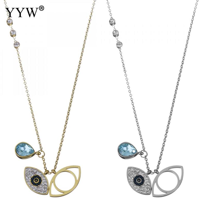 

Rhinestone Clay Pave Pendant Necklaces Women Sexy Stainless Steel Necklace Golden Fashion Women's Necklace Female Chain Jewelry