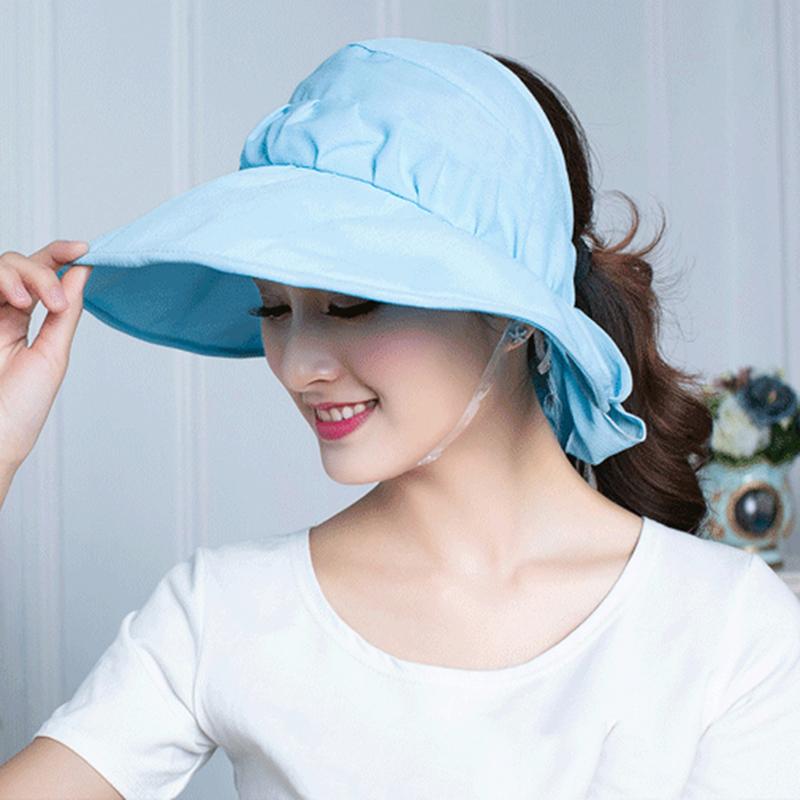 

Summer Sun Hat Female Wild Fashion Ride Folding Sun Hats Empty Top Hats Wide Brim Visor girls Beach Hat, Shrimp pink