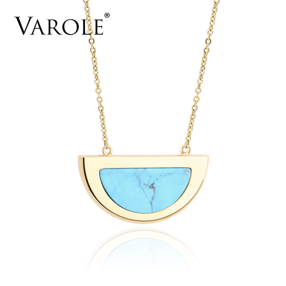 

VAROLE 26 in Half moon Natural Stone Charm Necklaces & Pendants Gold Fashion Jewelry Pendant Necklace For Women Girls