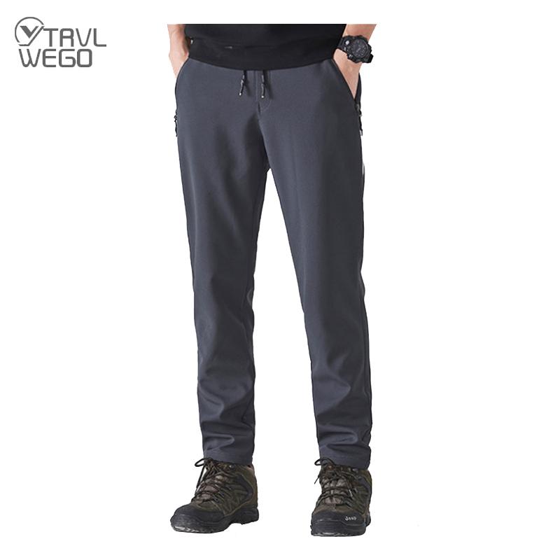 

TRVLWEGO Winter Men Pants Sports Hiking Camping Fleece Water Resistant Cycling Very Warm Thickening Trousers Lace-Up, Gray