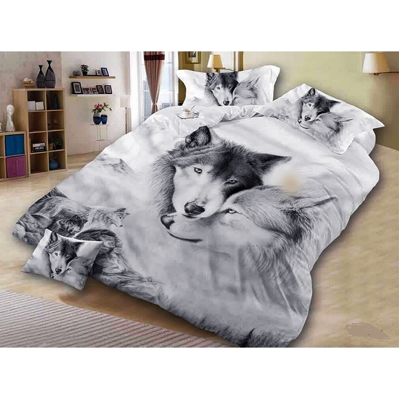 

Wolf Couple Bedding Sets Cool Grey Lovers Wolf Duvet Cover Set 3D Vivid Comforter Cover 3pcs Twin Full Queen  Y200417, Purple