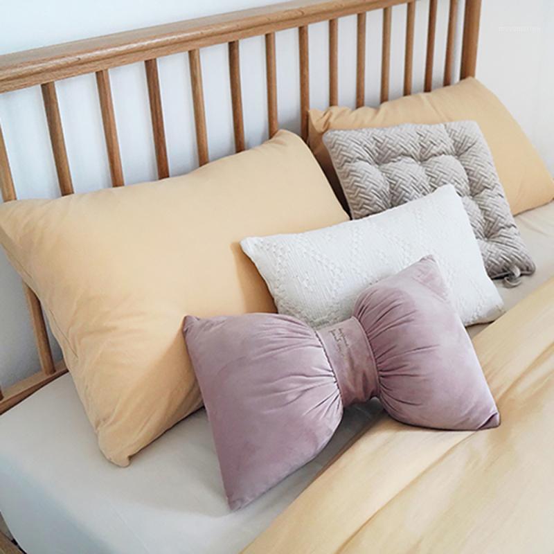 

Bow Pillow Velvet Back Neck Rest Support Cute Knot Home Chair Padding Travel Pillows Baby Bed Room Office Soft Pillow Decoration1