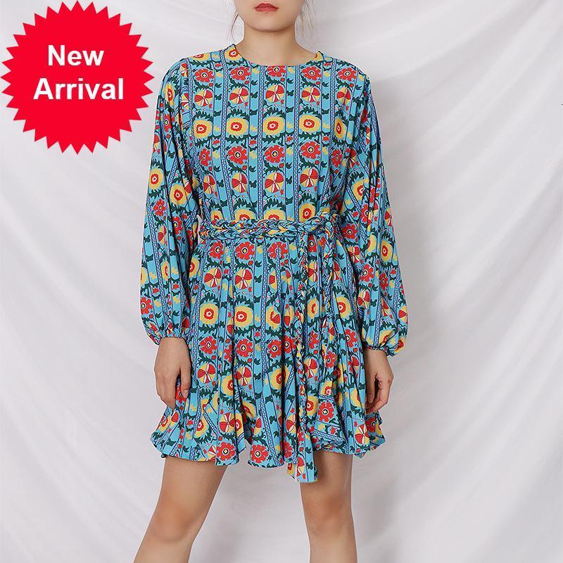 

High 2021 New Quality New Autumn O-neck Puff Sleeve Fashion Frilly Mini the Line Dress Party Women Trend U904, Pink