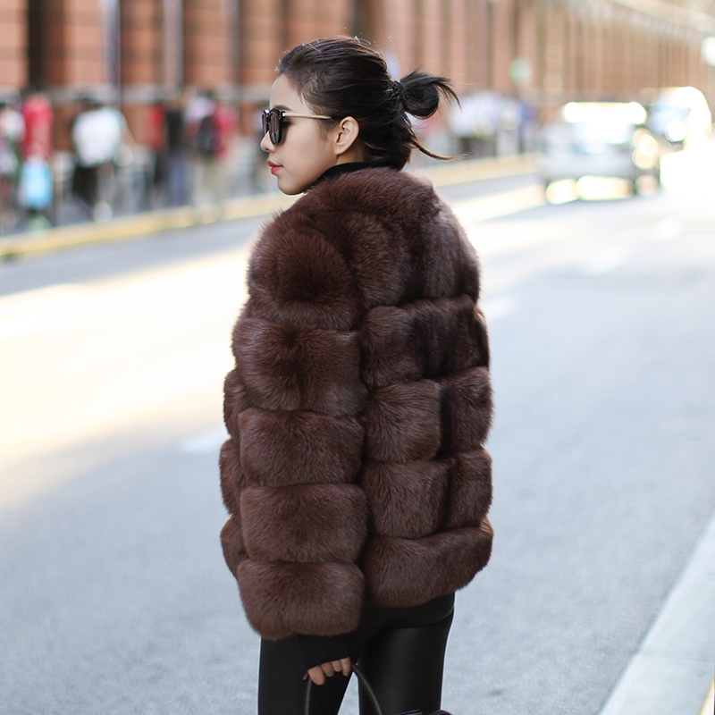 

2021 New Real Natural Fox Short Fur Winter Women's Clothes Autumn Luxury Jacket Elegant Coats Coat Mujer Kj276 Ikxw, Coffee
