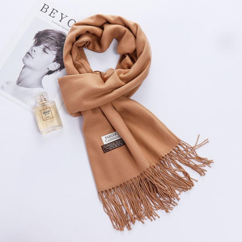 

2020 winter scarf female autumn Solid color warm scarf faux cashmere tassel dual-use lengthened and thick scarves shawl, stole