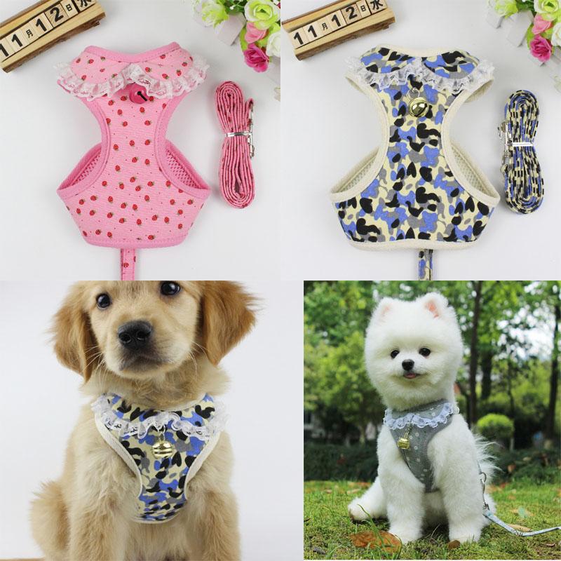 

Bells Pet Walk Dog Harness Breathable Adjustable Vest Lead Dog Cats Leash Puppy Polyester Mesh Harness For Small Medium Dogs