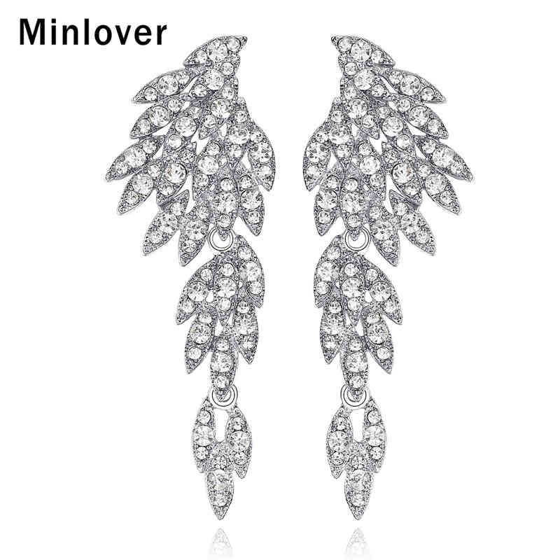 

Minlover Crystal Eagle Shape Bridal Long Earrings for Women Rhinestone Drop Dangle Wedding Earrings Jewelry Accessories EH209