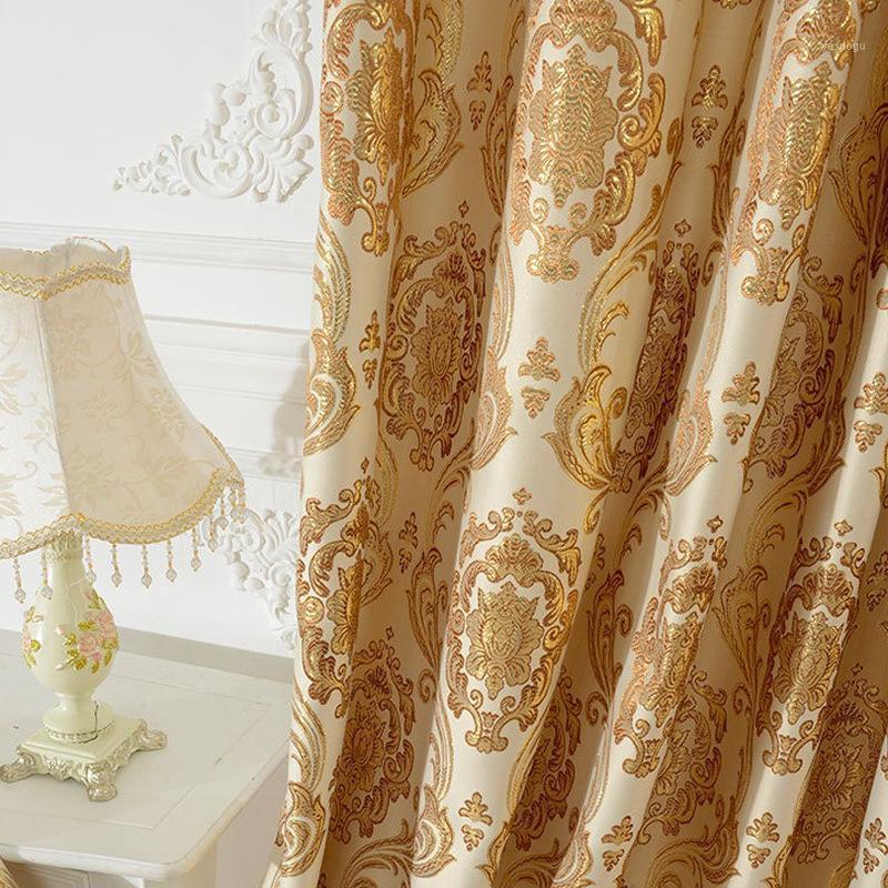 

European-style Gold Pico-style Curtain-woven Slit-out Curtain for Bedroom Ang for Living Room Blackout Curtains1, Tulle