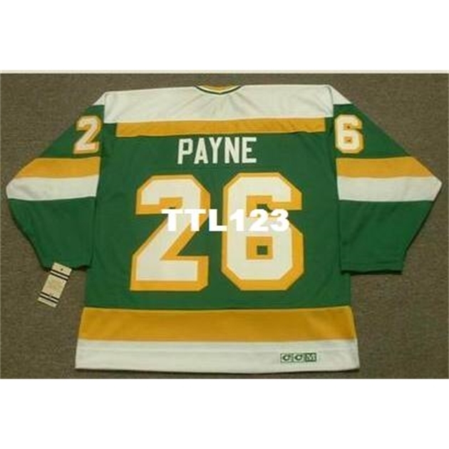 

740 #26 STEVE PAYNE Minnesota North Stars 1981 CCM Vintage Hockey Jersey or custom any name or number retro Jersey, Green