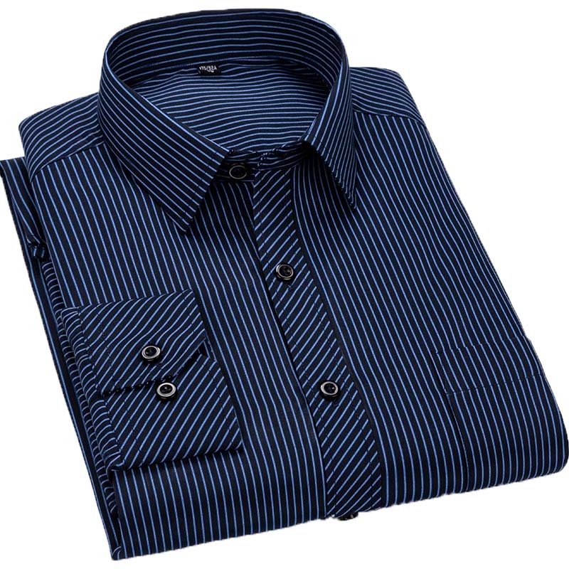 

2021 Brand Men Spring New Social Striped Breathable Men's Business Casual Long Sleeve Shirt High Quality Formal Atdc, 3qs-2107