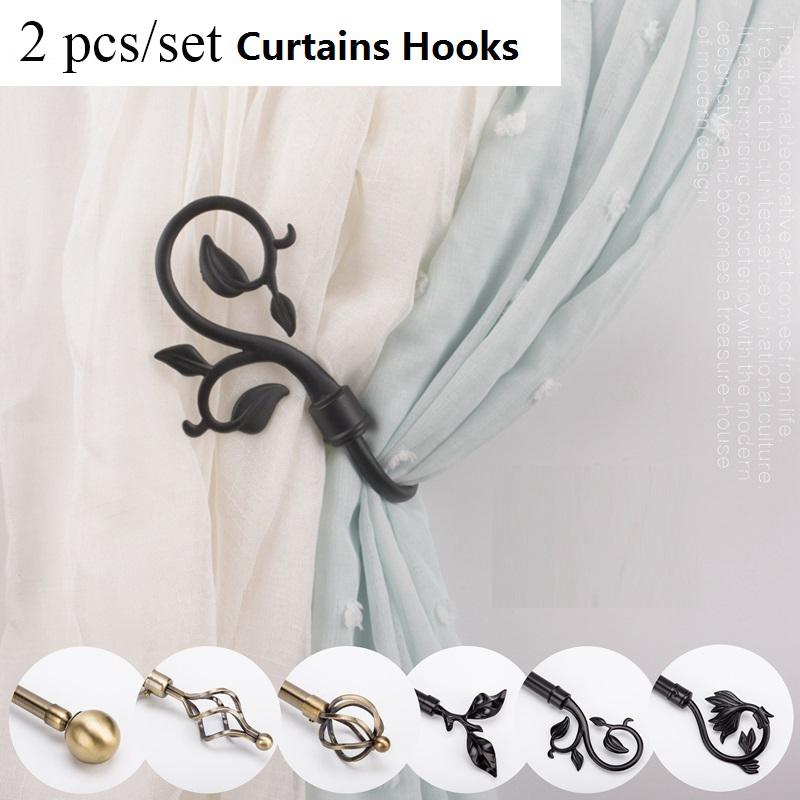 

2pcs/set Curtain Tieback Holder Hooks Tie Backs Bedroom Living Room Curtain Decoration Accessories Holdback Metal Hook