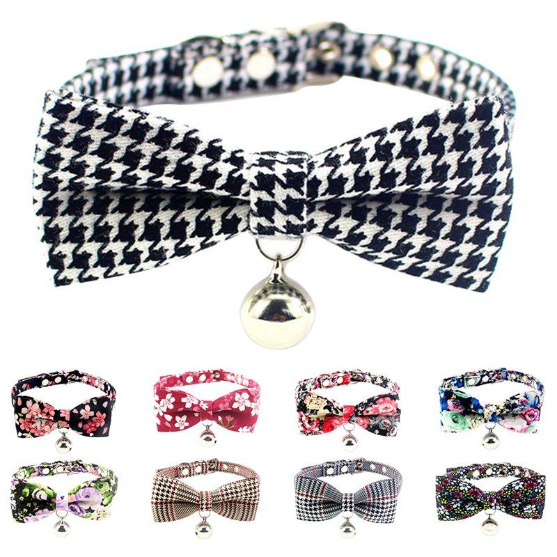 

9 Styles Cute Puppy Dog Kitten Collar Princess Bow tie Lucky Necktie Bowknot cat Bell for Teddy dog cats Accessories