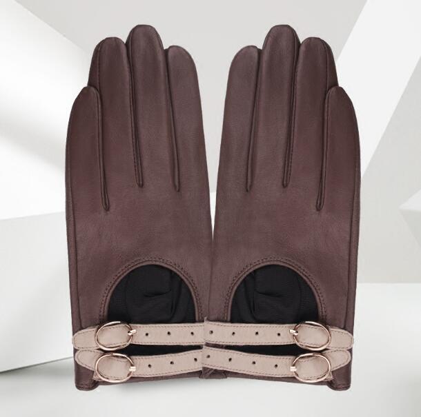 

Five Fingers Gloves Women's Spring Autumn Hollow Out Genuine Leather Lady's Natural Driving Glove R3437