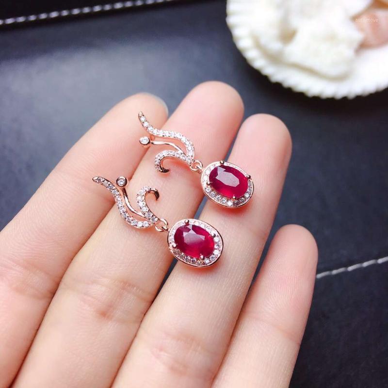

elegant red ruby gemstone stud earrings women silver fine jewelry natural gem 925 sterling silver certificate good color gift1
