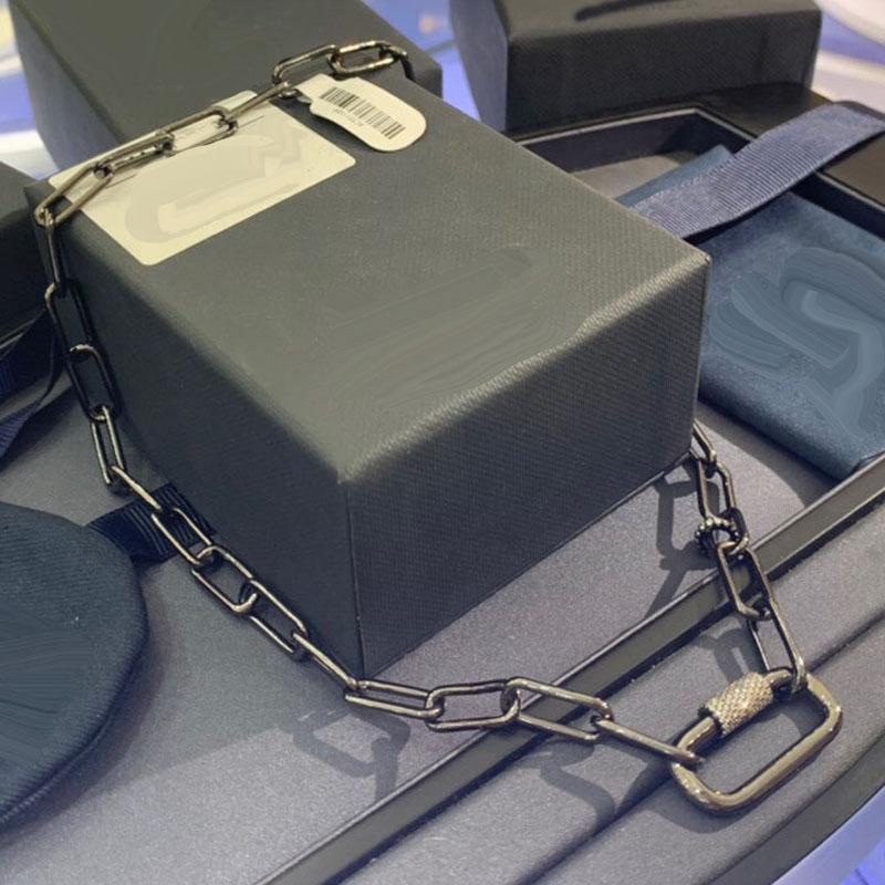 

Pendant Necklaces Brand 1:1Brand Fashion Necklace High Quality Black Silver Color Chain With Navy Blue Lagoon Sliding Hoops Women Jewelry Gi