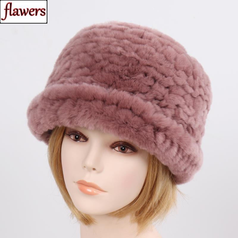 

New Arrival Winter Girls 100% Natural Rex Fur Hat Women Knit Rex Fur Hats Lady Warm Real Caps Wholesale Retail, Blue;gray