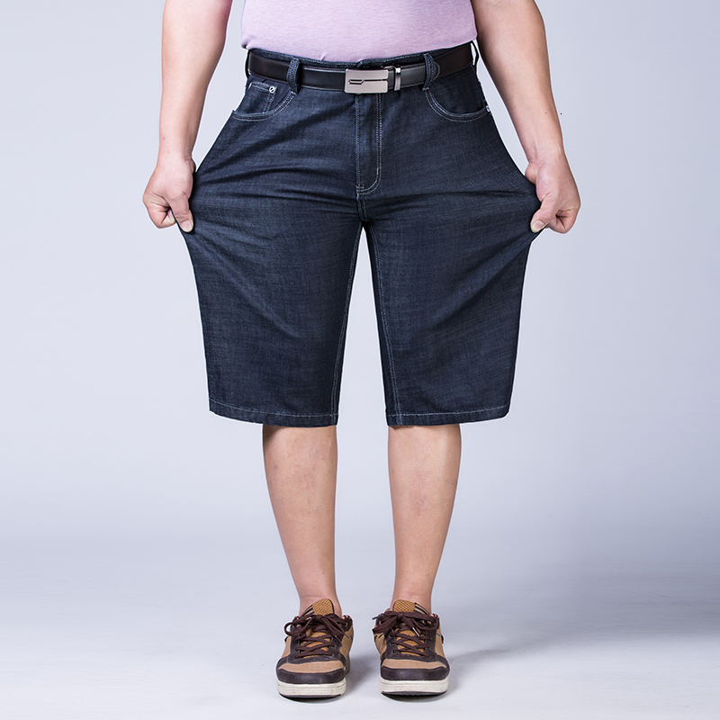 

2021 Men's Longest-sized Brim 30-52 Formal Black Denim Short Pants Thin ESMC
