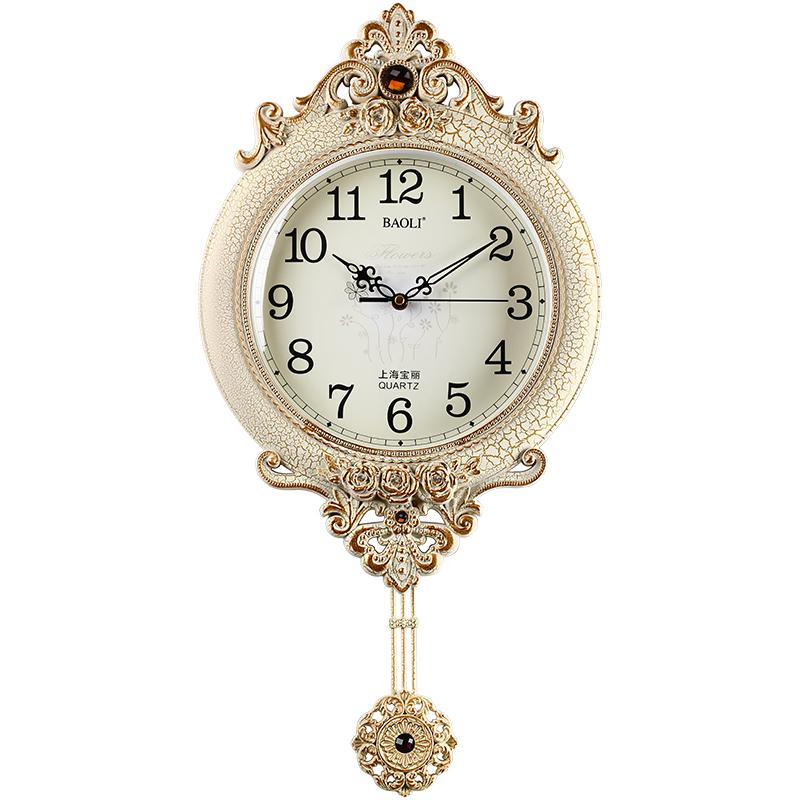 

European Swing Wall Clock Simple Modern Mute Vintage Wall Watch Living Room Decoration Gold Creative Quartz Home Clock W6C