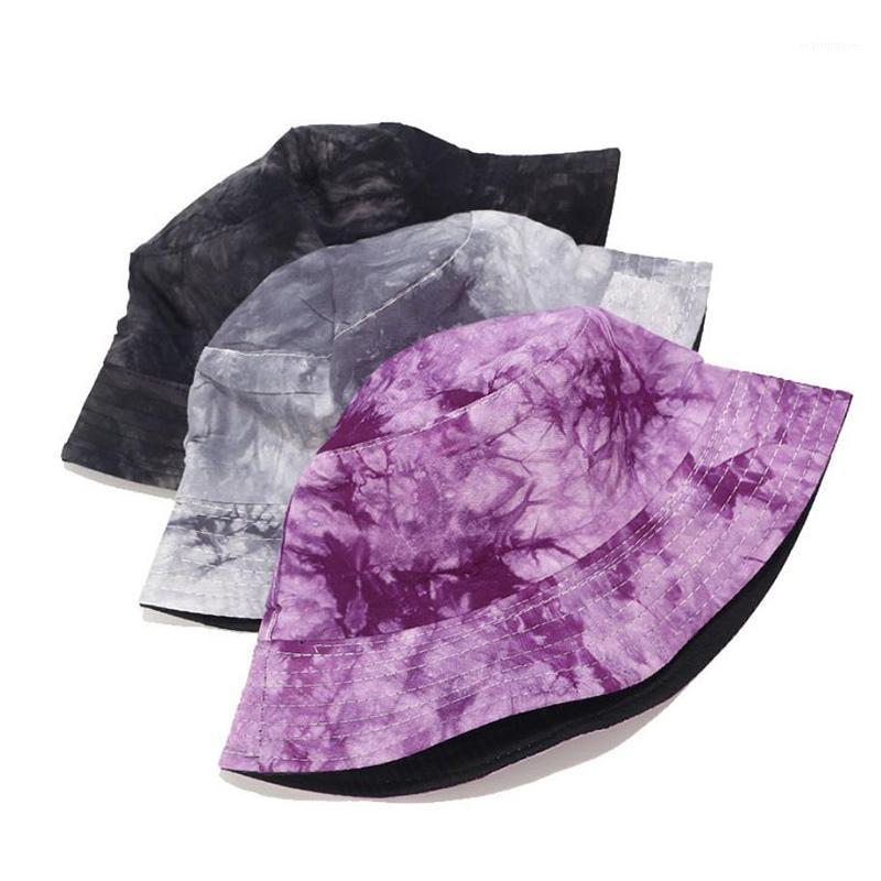 

Tie-dyed Ink Painting Pattern Fisherman Hat Men And Women Street Trend Double-sided Wearing Cap Visor Bucket Hat1, Black