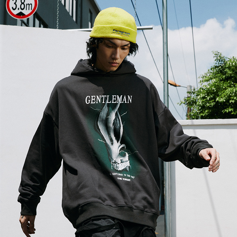 

New hip hop oversize velour hoodie male streetwear graffiti sweatshirt print with black cotton hood harajuku punk clothes