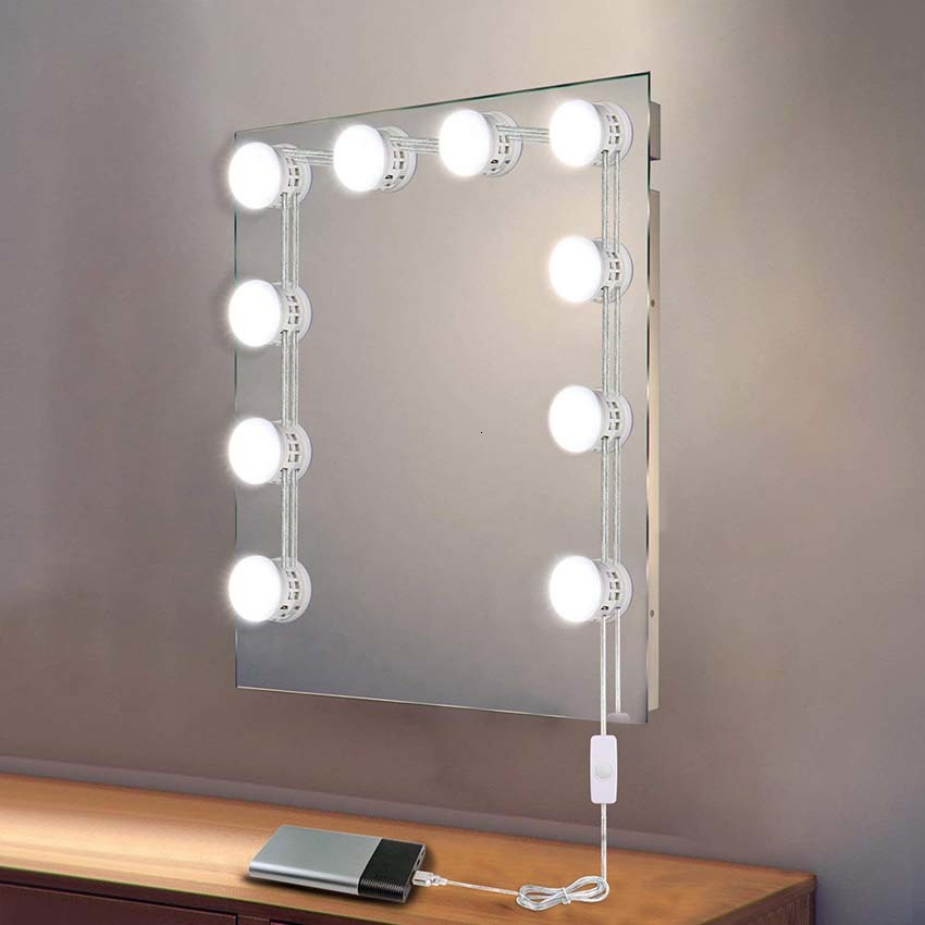 

2021 New Usb Powered Makeup Mirror Vanity Led Light Bulbs Kit 5 Levels Brightness Adjustable Lighted Make Up Mirrors Cosmetic Tool Wxyy