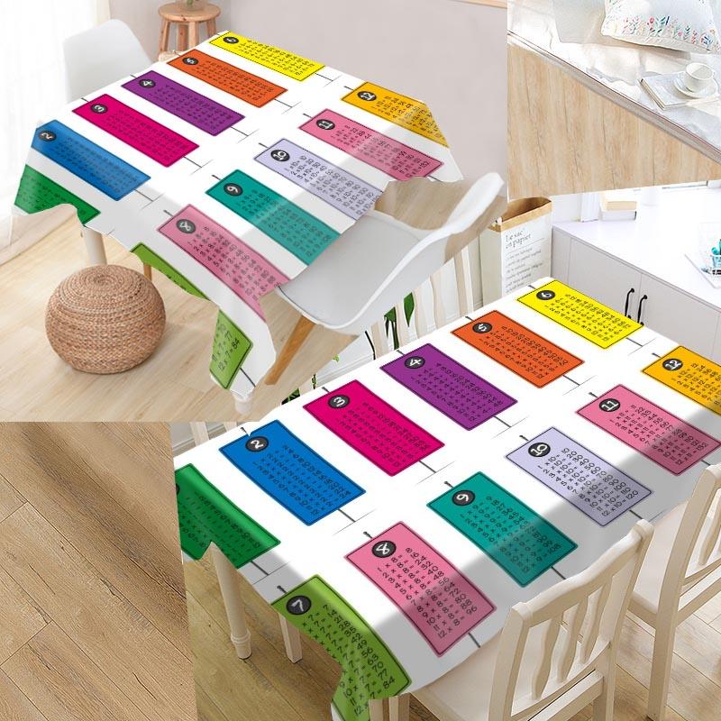 

New Multiplication Table Table Cloth Oxford Fabric Waterproof Oilproof Cover For Wedding Children Party Decoration Cover, 13