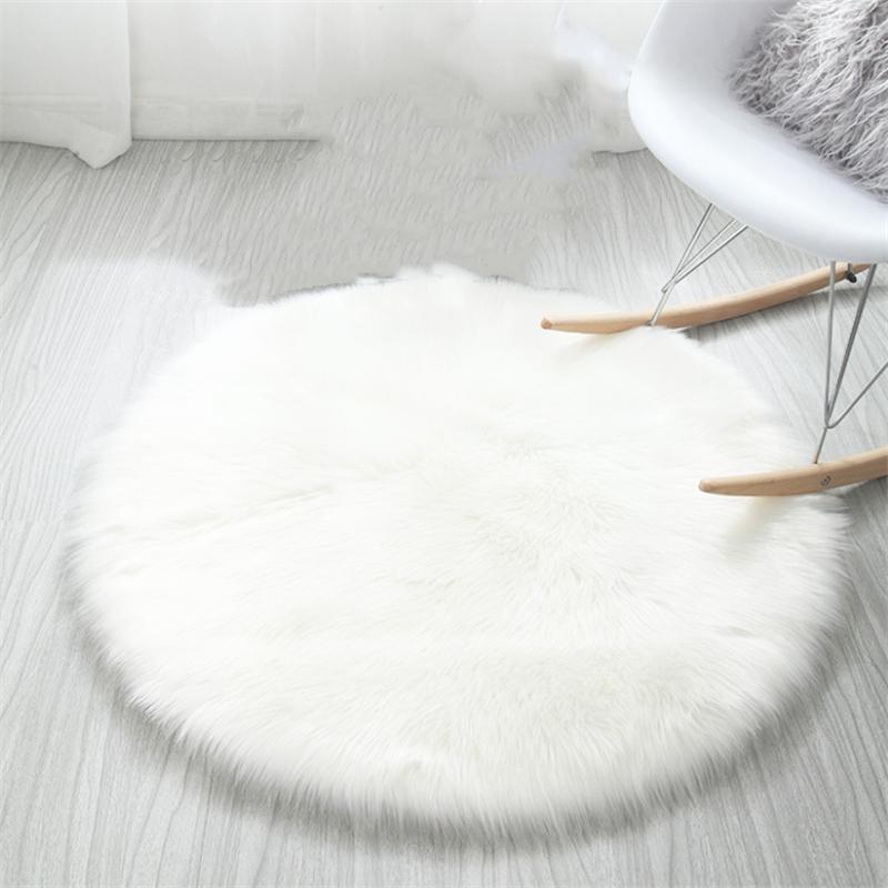 

Faux Wool Round Rug White Plush Rug Custom Living Room Bedroom Mat Can Be Customized, Orange