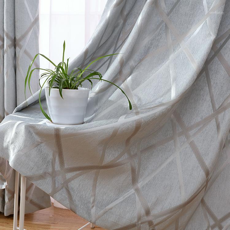 

Simple Gray Beige Chenille Double-Sided Jacquard Shading Curtains for Living Room Bedroom Blackout Curtains High Shading1, Tulle