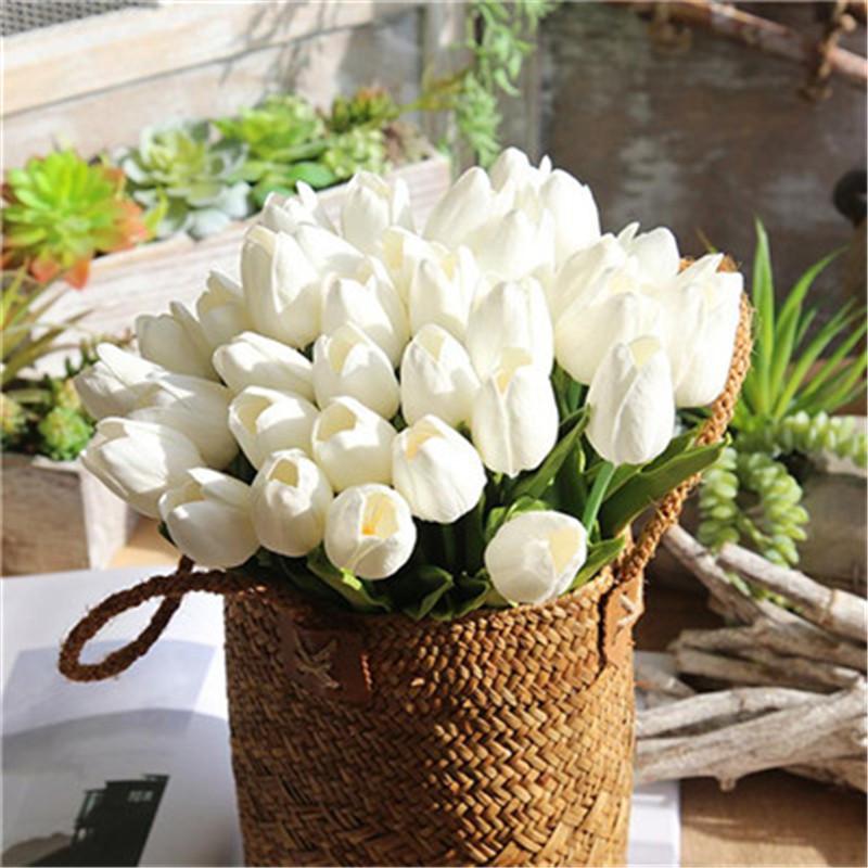 

5 Pcs Artificial Fake Flowers Tulip Bouquet Floral Real Touch Flower Tulip For Home Wedding Bouquet party garden Decoration, Orange