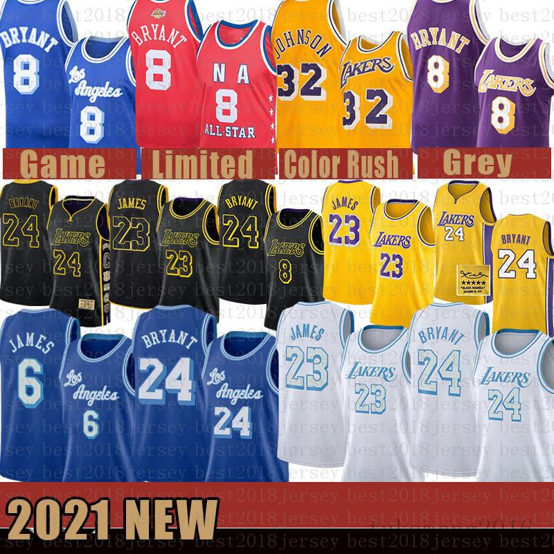 

2021 New Basketball Jersey Los Angeles Lakers Kobe 24 Bryant LeBron 23 James Mens Anthony 3 Davis Kyle 0 Kuzma Purple, Blue;black