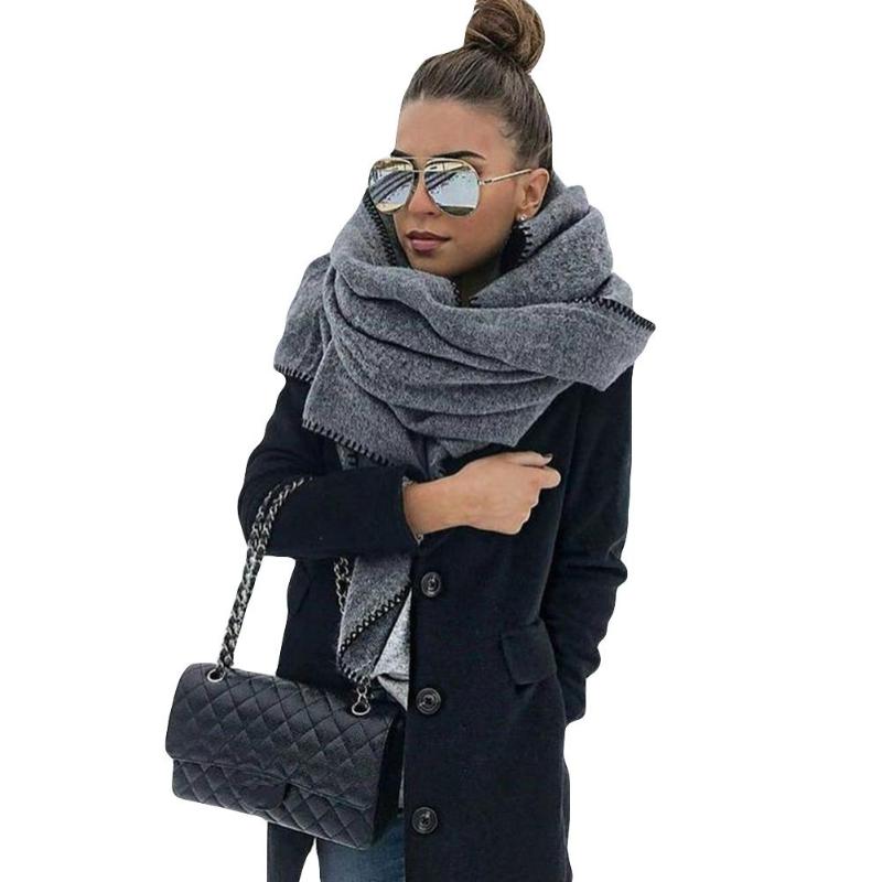 

Autumn Winter Fashion Solid Color Scarf Cloak Winter Warm Shawl Neck Wrap Long Tassel Outdoor Shawls Holiday Gifts