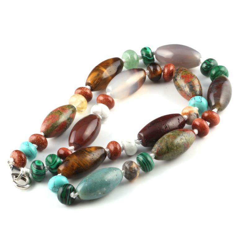 

Natural Stone Men Necklace 24 Colors Agates Pendant Necklace Quartz Stone Long Jewelry18 Inches